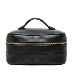 CHANEL Black Lambskin Leather Vanity Bag